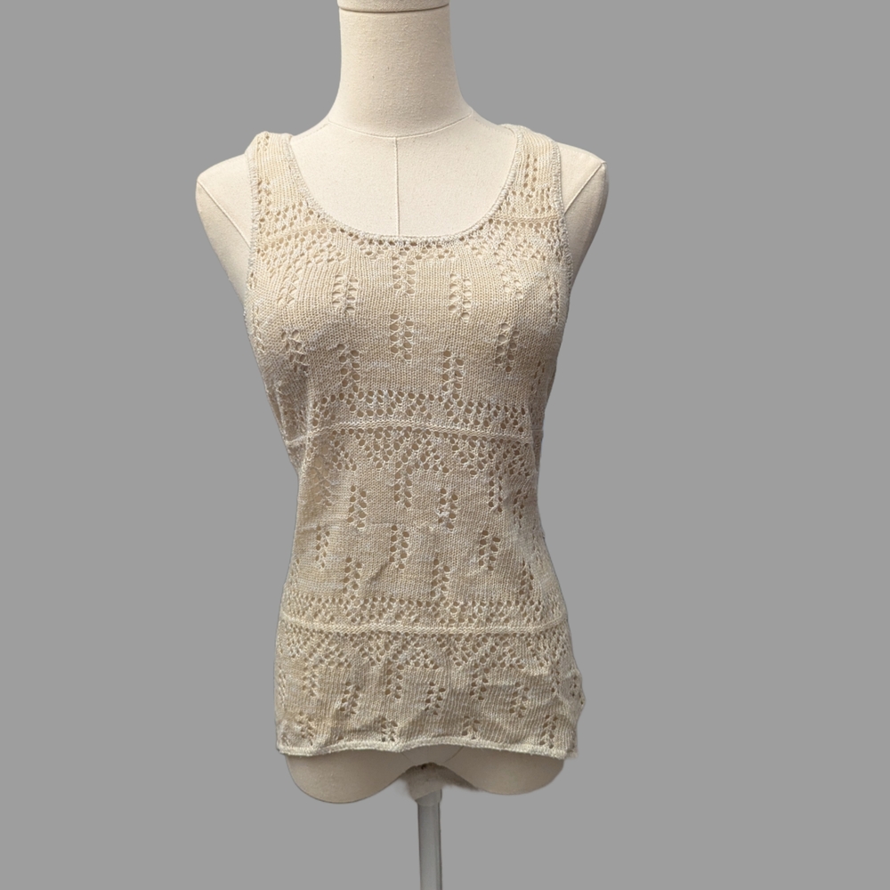 Derek Heart Beige Lace Tank Top